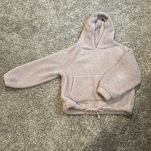 American eagle pink hooded cropped sweatshirt